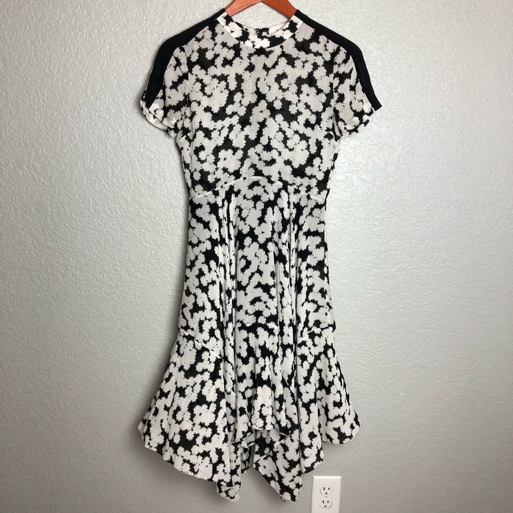 A.L.C. Silk Chiffon Handkerchief Hem Dress 0